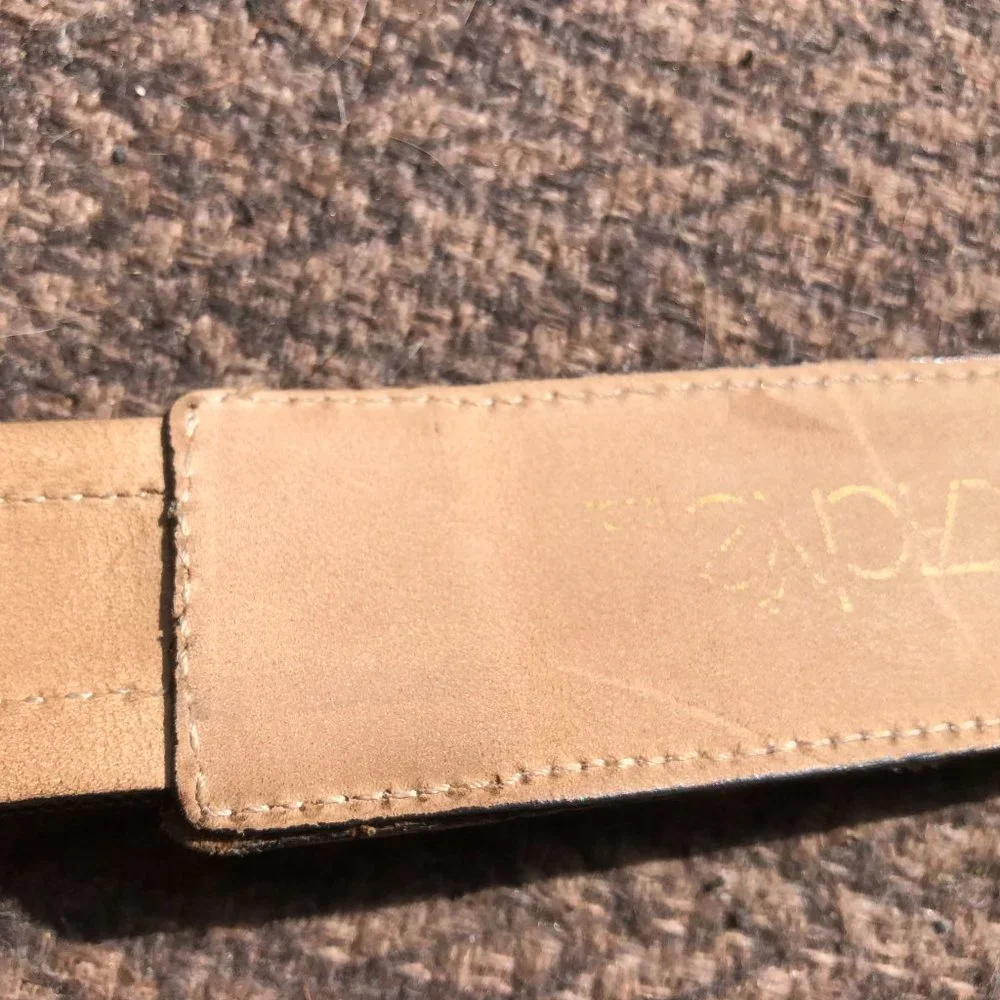 CACHE Dark Leather Bronze embroidery Multi Color METAL HARDWARE 1 1/4